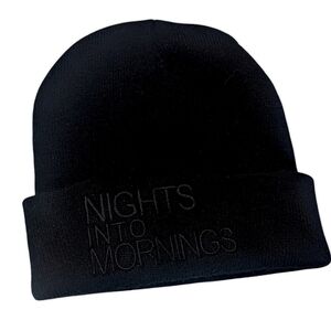 Nights into Mornings - Black Winter Toque - Embroidered